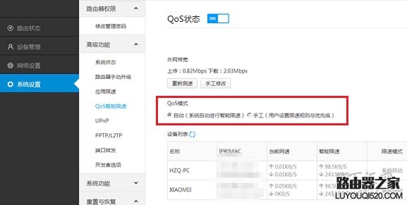 小米路由器限速设置(QoS智能限速)